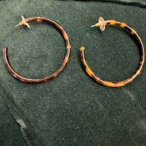 J Crew Large Tortoise Shell Hoop Earrings